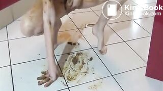 Woman shits on her own face