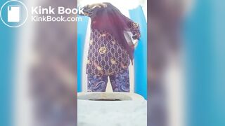 Hijab woman poop in toilet