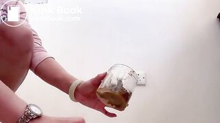 Asian girl shits in jar 3
