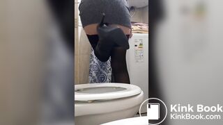 Women pooping to the toilet