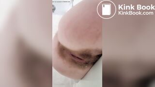 Nasty babe grunts while dumping