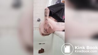 Nasty babe grunts while dumping