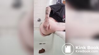 Nasty babe grunts while dumping