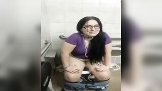 Girl pooping and farting on public toilet - video 3