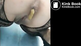 girl with fine lingerie and shitting turds