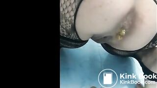 girl with fine lingerie and shitting turds