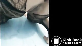 girl with fine lingerie and shitting turds