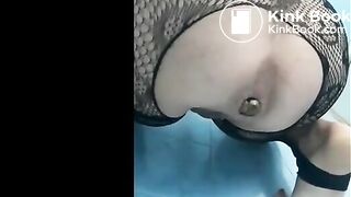 girl with fine lingerie and shitting turds