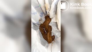 Ebony big shit into trash can