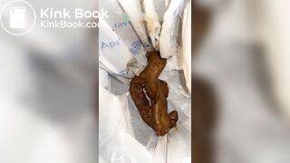 Ebony big shit into trash can