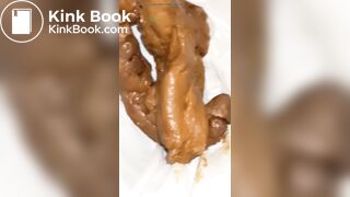 Ebony big shit into trash can