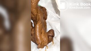 Ebony big shit into trash can