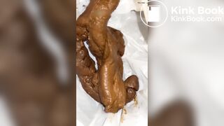 Ebony big shit into trash can