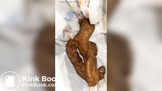 Ebony big shit into trash can