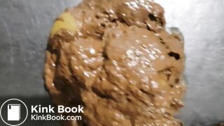 Big mess in white panties under black skirt