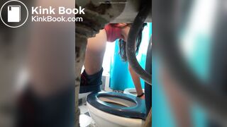 gorgeous teen caught using public toilet voyeur