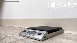 Blonde with nice ass takes a big dump on knees.