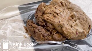 Blonde with nice ass takes a big dump on knees.