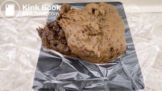 Blonde with nice ass takes a big dump on knees.