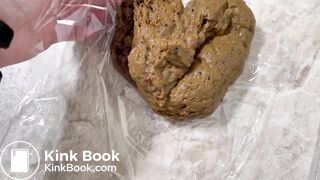 Blonde with nice ass takes a big dump on knees.