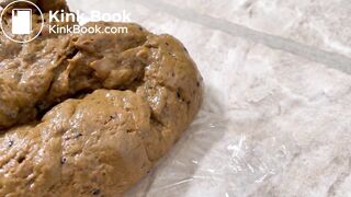 Blonde with nice ass takes a big dump on knees.