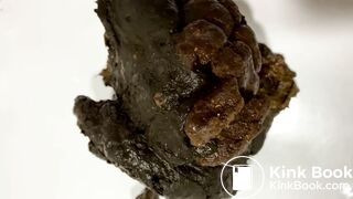 Big poop and epic farts in white blue panty