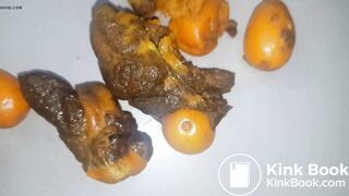 Goddess pushes out of her ass what once was her slaves