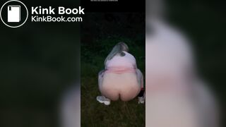 UK chubby blonde outside poo