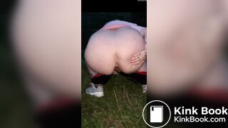 UK chubby blonde outside poo