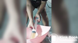 Anal piss and enema in Panty