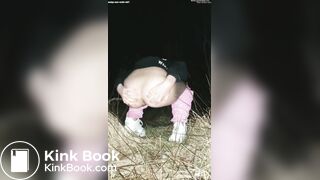 Plump Booty Girl Shits & Pisses Outside