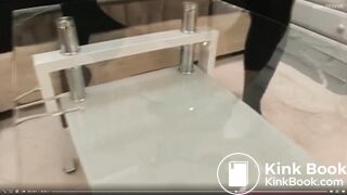 A desperate girl dressed as a maid wetting her panties