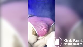 sexy masked lady pushes turd through her panties