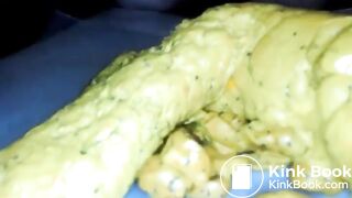 Yellow poo with seeds..