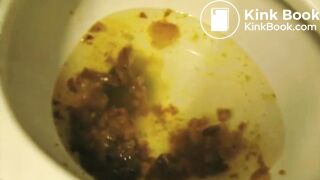 Fatty shoots a stream of liquid sludge into the bowl