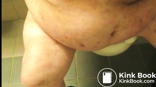 Fatty shoots a stream of liquid sludge into the bowl