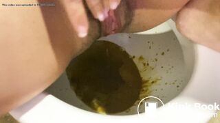 Shitting diarrhea squatting on toilet