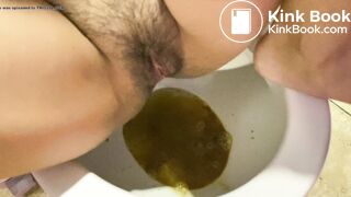Shitting diarrhea squatting on toilet