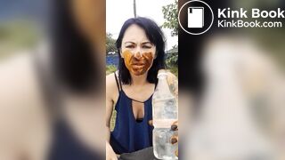 Woman eat dog shit