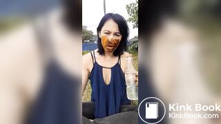 Woman eat dog shit