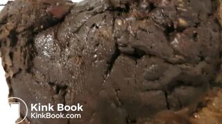 Thin white panties overflowing with poop