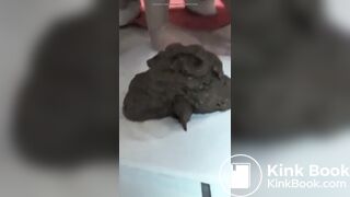 BACKED UP BABE PUSHES OUT AMAZING POOP LOAD