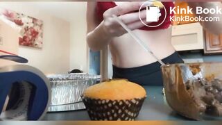 Hot girl making shit cupcakes