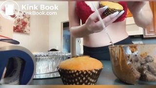 Hot girl making shit cupcakes