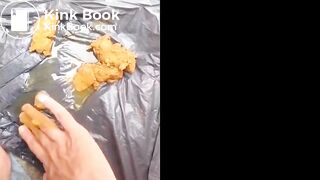 Sexy dark skin girl scat fingering anal