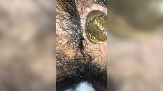 Thick and appetizing poop coming out of my hairy ass
