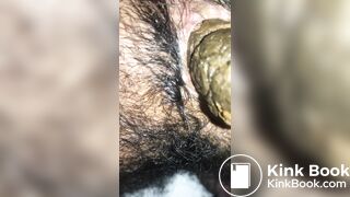 Thick and appetizing poop coming out of my hairy ass