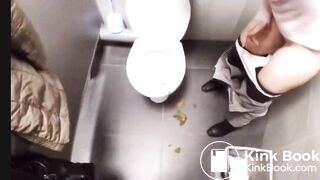 Chick shits on the floor in public bathroom