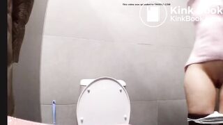Chick shits on the floor in public bathroom