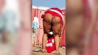 Big ass aunty pissing outside